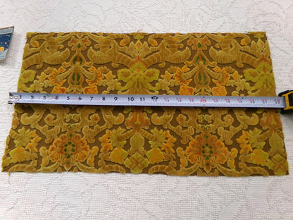 vintage cut velvet fabric, rusty coppertone boho tapestry style Bates design, 12" x 20" cut piece, for wallhanging, small bags