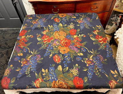 Vintage Ralph Lauren Silk Square Scarf Shabby Navy Blue Floral Roses