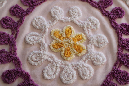 Cherished Soft Pink Birthday Cake Vintage Chenille Quilt FABRIC, 24" x 25" Piece, Thin Lightweight Cotton