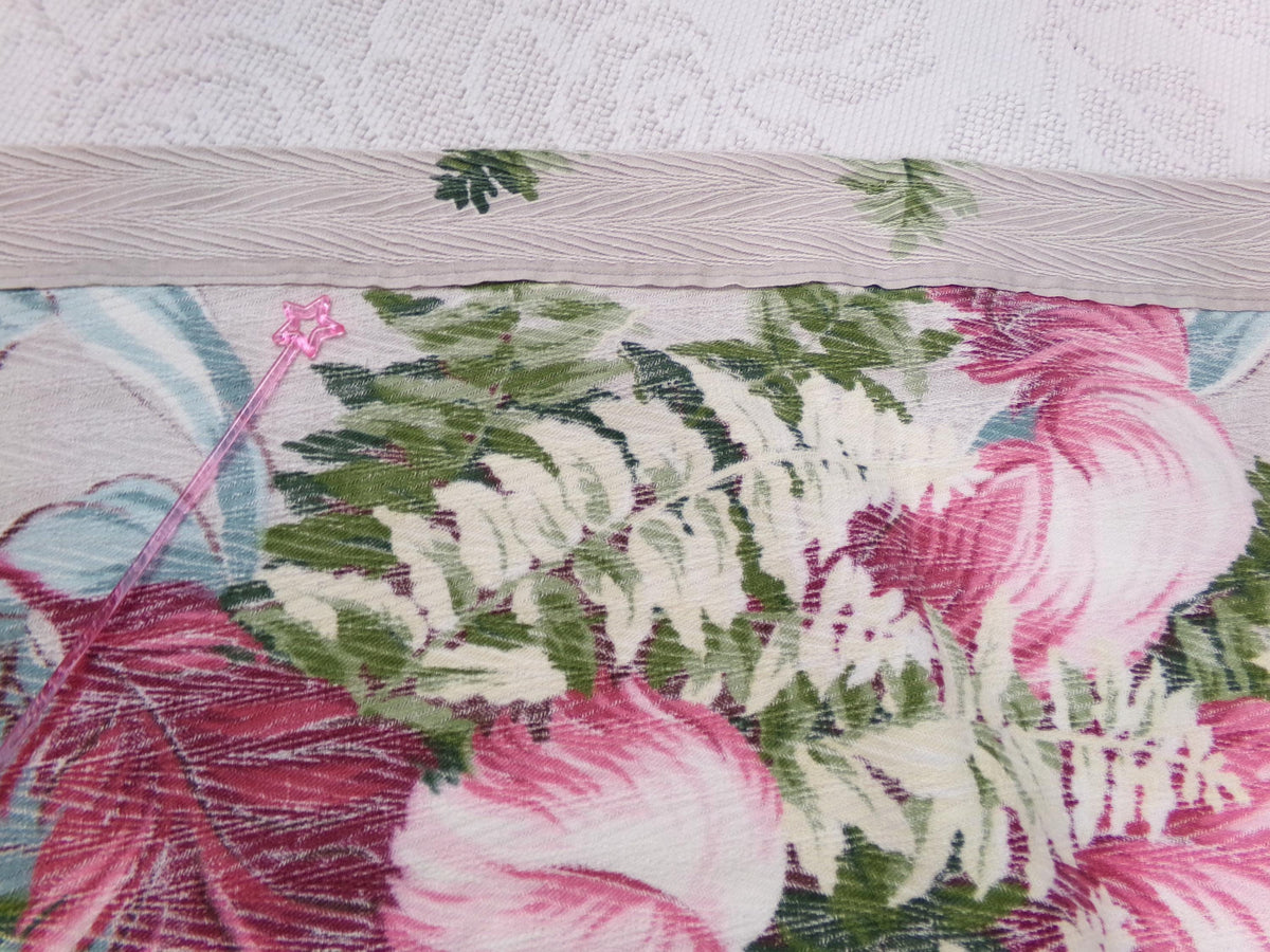 Pink Feather Plumes Vintage Barkcloth Style Fabric Rayon Texture Material 19x22"
