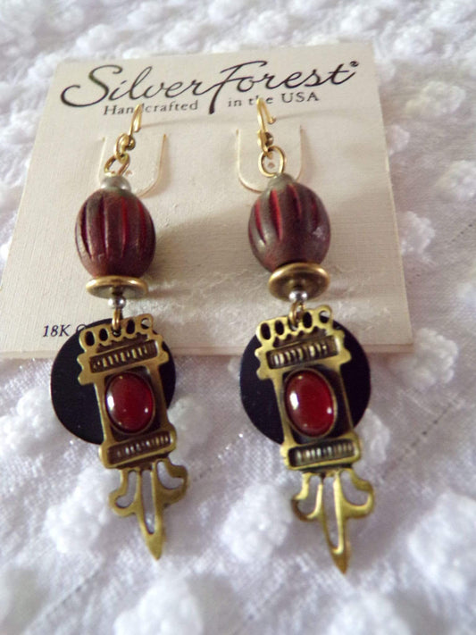 Vintage Pierced Drop Dangle Earrings Silver Forest Boho Hippie Style Jewelry