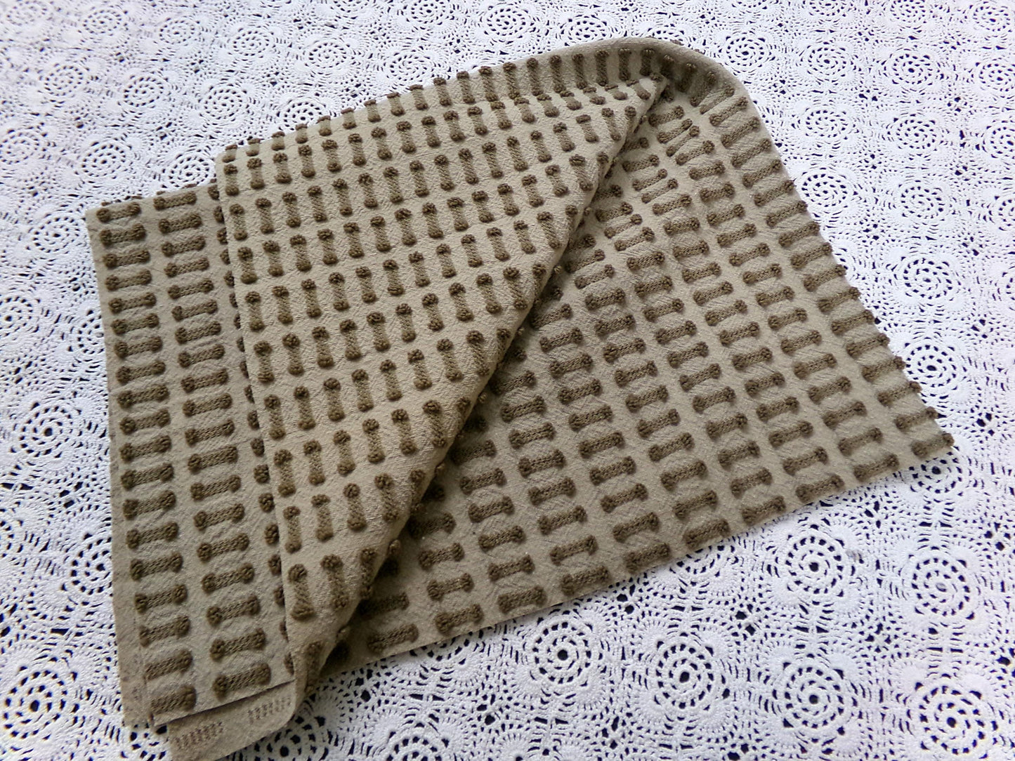 Boho Brown Barbells Vintage Chenille Bedspread Fabric 18" x 24"