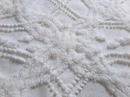 elegant white eternity links vintage chenille fabric, 12" x 18" piece of cotton sewing material for crafts, quilts, pillows