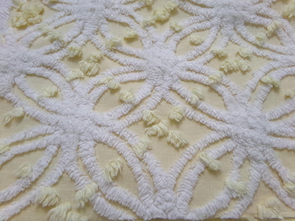 Vintage Sunny Yellow Chenille Fabric Piece, Textured Sewing & Quilt Material 18" x 24"