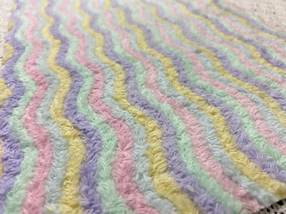 Rainbow Stripes Vintage Chenille Fabric, Soft Ripple Wave 10.5.24" Quilt Textile