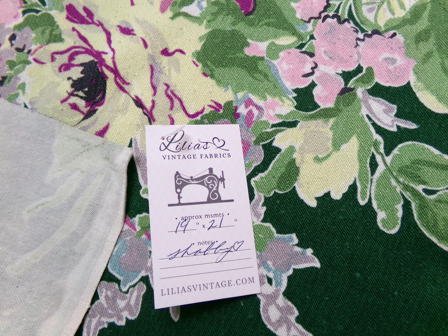 Vintage Waverly Fabric Rose Caprice Green Floral Barkcloth Style 19x21"