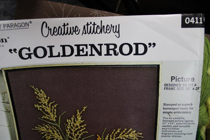 GOLDENROD Crewel Embroidery Kit Boho Hippie Floral Vintage Paragon Stitchery 0411