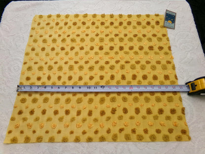 boho gold vintage chenille fabric, ombre multisize optic dot design, 22" x 19" piece of sewing quilt material