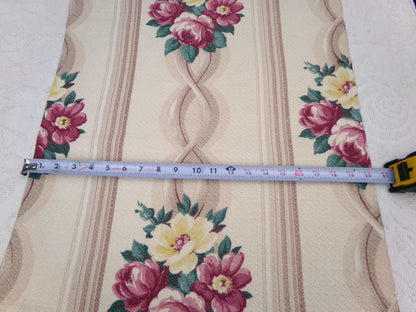 Glencourt Vintage Floral Barkcloth Fabric, Champagne Beige 20" x 26" Deconstructed Curtain Panel