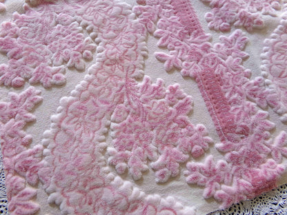 Luxury Pink Vintage Cut Velvet Fabric, Bates Tapestry Chenille, 16x24" Piece