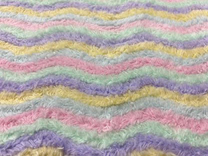Rainbow Stripes Vintage Chenille Fabric, Soft Ripple Wave 10.5.24" Quilt Textile