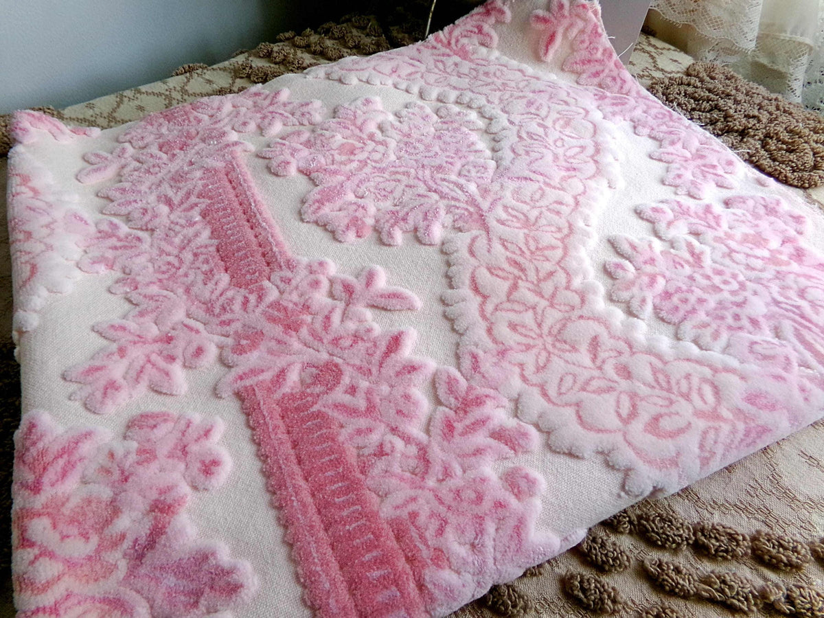 Luxury Pink Vintage Cut Velvet Fabric, Bates Tapestry Chenille, 16x24" Piece