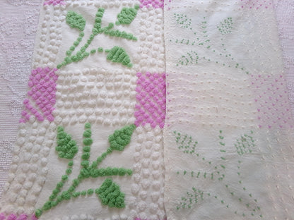 Vintage Chenille Fabric Botanical Leaf Pattern Craft Quilting Sewing Piece 19" x 27"