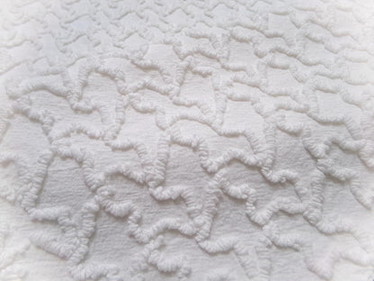 White Squiggle Vintage Chenille Bedspread Fabric Texturized 3D 18" x 24" Quilt Craft Piece