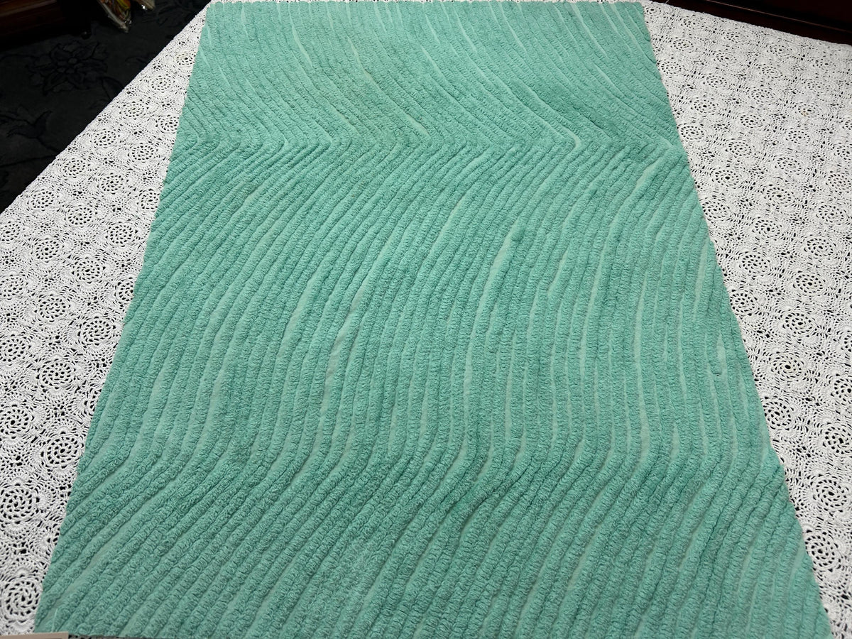 Green Wave Vintage Chenille Bedspread Fabric 18x25" Dense Tufts