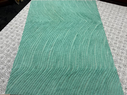 Green Wave Vintage Chenille Bedspread Fabric 18x25" Dense Tufts