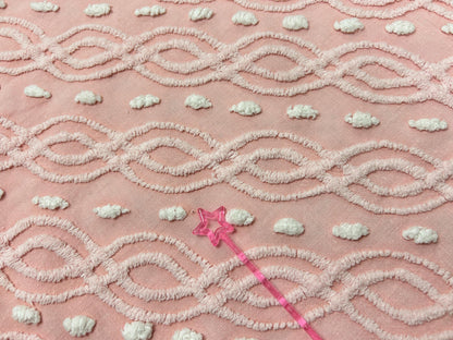Shabby Pink Vintage Chenille Bedspread Fabric Eternity Links 19x24" Piece