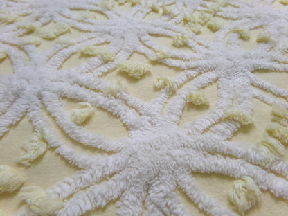 Vintage Sunny Yellow Chenille Fabric Piece, Textured Sewing & Quilt Material 18" x 24"