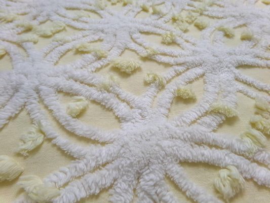 Vintage Sunny Yellow Chenille Fabric Piece, Textured Sewing & Quilt Material 18" x 24"