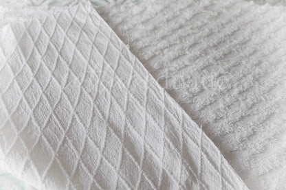 White Lattice Vintage Chenille Fabric, Simple Diamond Design, 18" x 24" inches Piece, 100% Cotton
