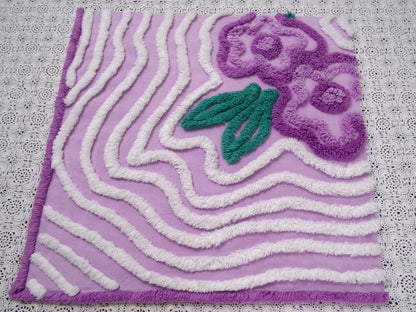 Lilac Vintage Chenille Fabric 17 x 18" Floral Swirl Piece for pillows, crafts