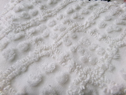 White Vintage Chenille Fabric: Tumbling Block Pops Geometric Design, 20" x 24" Piece Sewing & Quilt Material