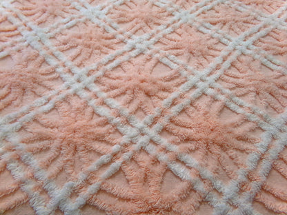 creamsicle peach vintage chenille fabric, textured 18" x 24" quilt material