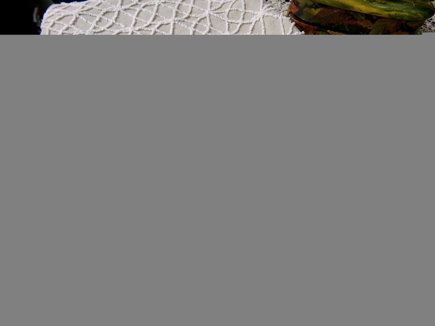 Neutral Mocha Vintage Chenille Fabric, Petite Tufted White Wedding Ring Design 18" x 24"