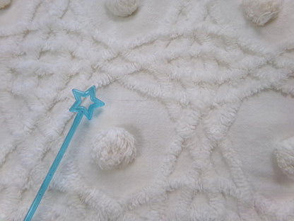Vintage Chenille Bedspread Fabric, Plush Blue Flowers White Curlicues, 18x24" Piece