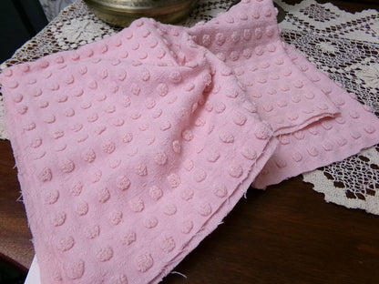 Nubby Pink Popcorns Vintage Chenille Bedspread Fabric, Textured Pop Dots 18" x 25" Piece