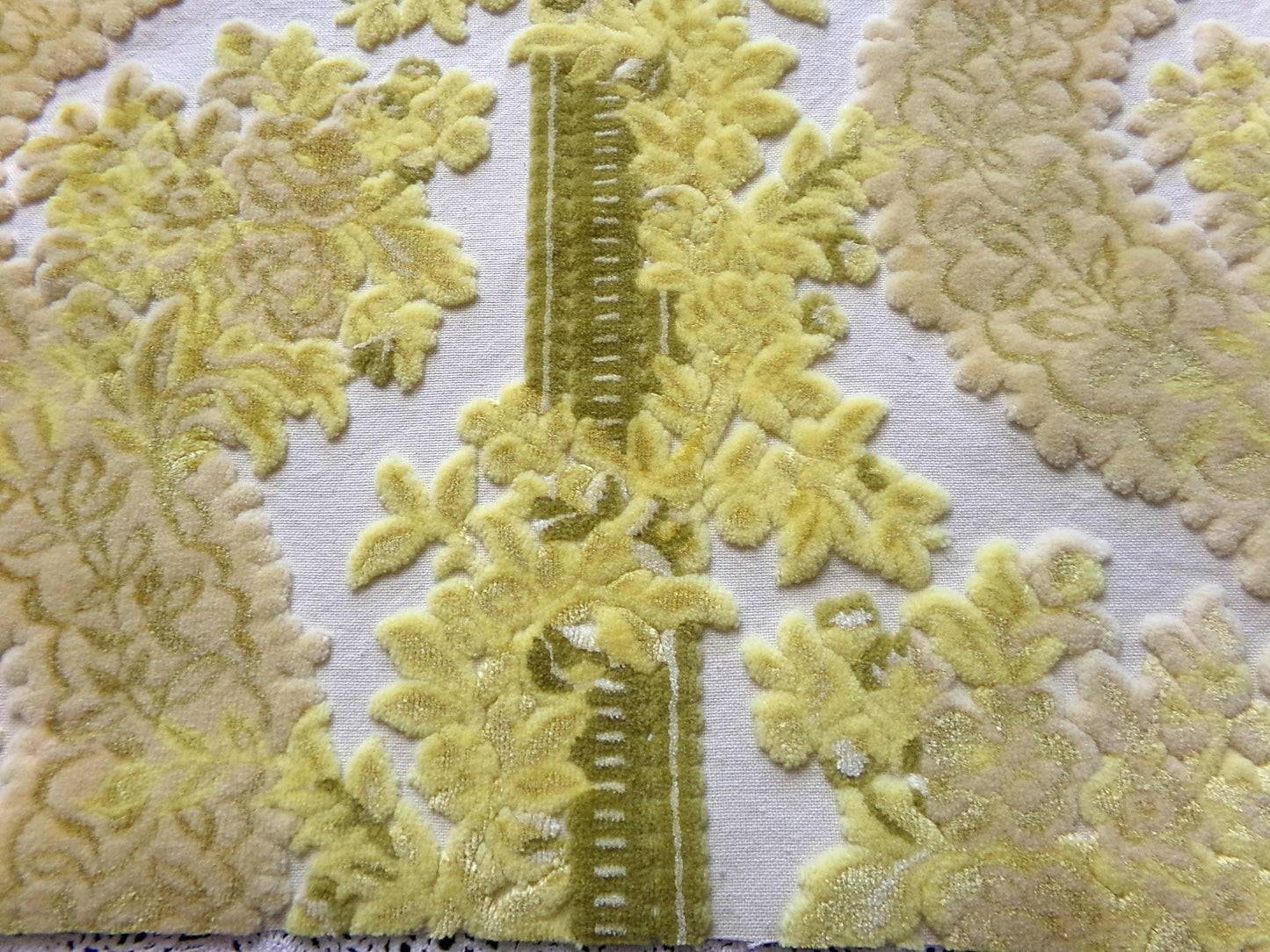 Luxury Cut Velvet Fabric, Bates Vintage Tapestry Chenille Piece, Golden Glow Earthtones, 20" x 22" Inches, Nice in Small Bags, Pillows