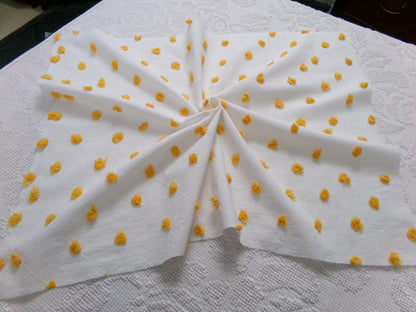 Little Golden Dots Vintage Chenille Fabric, tufted pops lightweight sewing craft quilt material, 18" x 24" piece