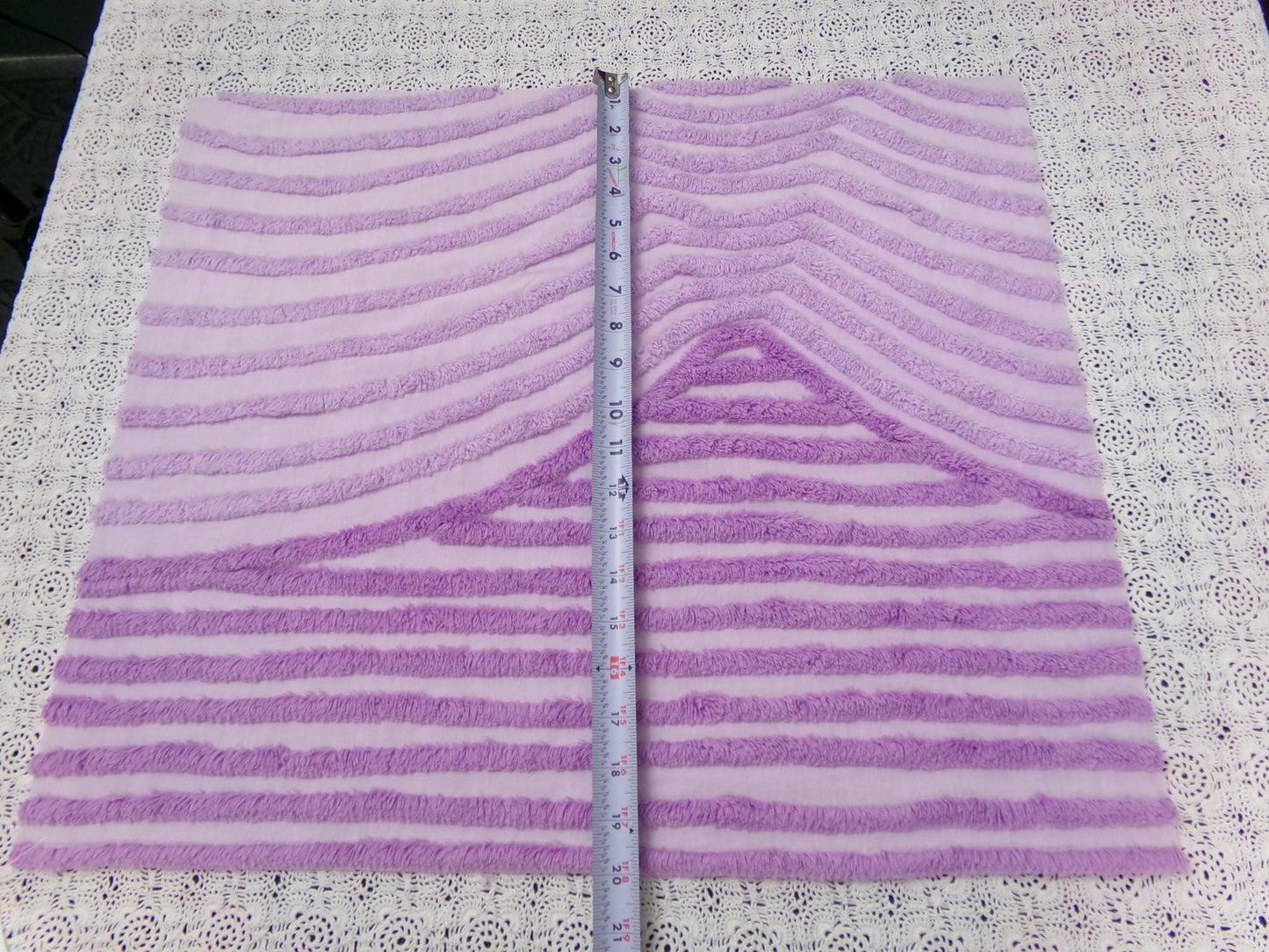 Lavender Vintage Chenille Fabric, Optic Geometric Design, 19x22" Piece