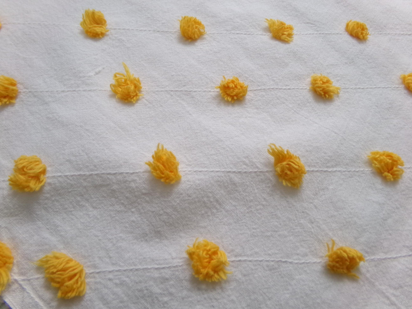 Little Golden Dots Vintage Chenille Fabric, tufted pops lightweight sewing craft quilt material, 18" x 24" piece