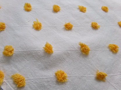 Little Golden Dots Vintage Chenille Fabric, tufted pops lightweight sewing craft quilt material, 18" x 24" piece