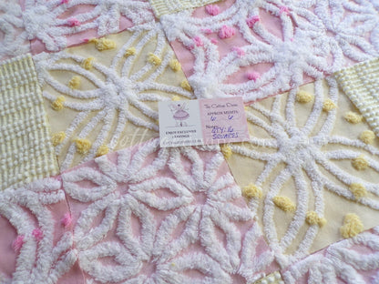 Spring Sparkle Chenille Quilt Squares Set from Vintage Bedspread Fabric, 16 Blocks, 6" x 6" inch