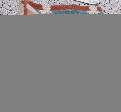 Pineapple Floral Vintage Woven Fabric Textured Chenille Button Design 23" x 20" Reversible