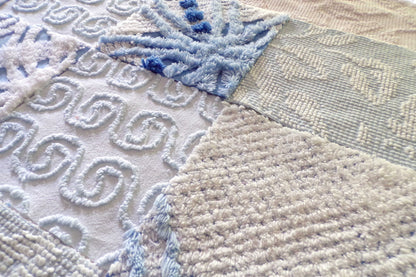 Boho Blues Vintage 6" Chenille Fabric Squares Set of 16 Quilt Blocks