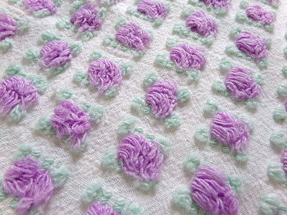 rosebud vintage chenille fabric: Morgan Jones amethyst purple roses 18" x 25" cut piece