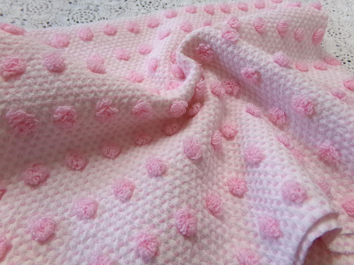 Pink Pops Vintage Chenille Woven Bedspread Fabric 20x19"