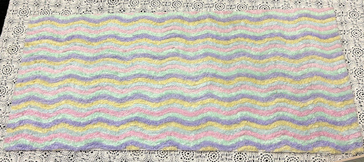 Rainbow Stripes Vintage Chenille Fabric, Soft Ripple Wave 10.5.24" Quilt Textile