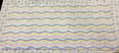 Rainbow Stripes Vintage Chenille Fabric, Soft Ripple Wave 10.5.24" Quilt Textile