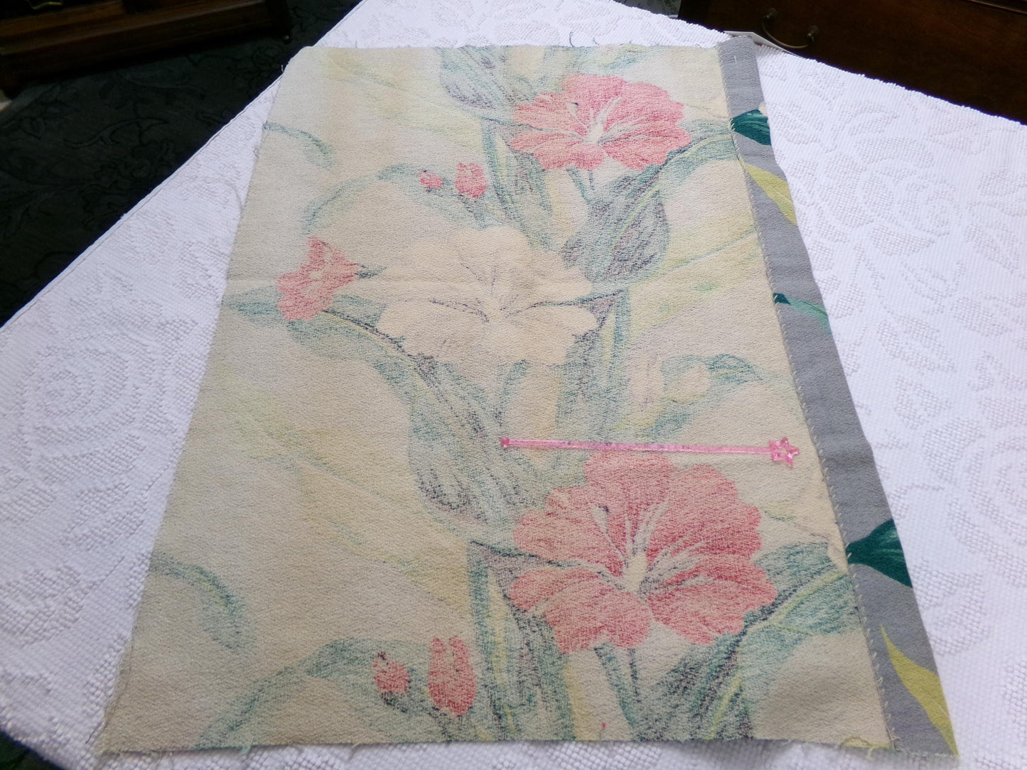 Vintage Barkcloth Fabric in a Bold Tropical Hibiscus Design
