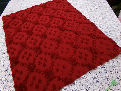 Cranberry Red Vintage Style Chenille Fabric 18x24 Geometric Dot Quilt Material