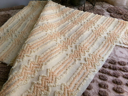 cosmic vintage chenille fabric in fantastic yellow lightning strike pattern, 16" x 27" cut fabric piece w/ needletuft zig zag zaps