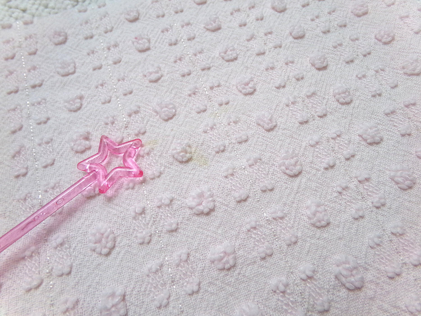Pink Wink Vintage Chenille Fabric, Mini Dot Dash Pattern, 18" x 24" Quilt Material