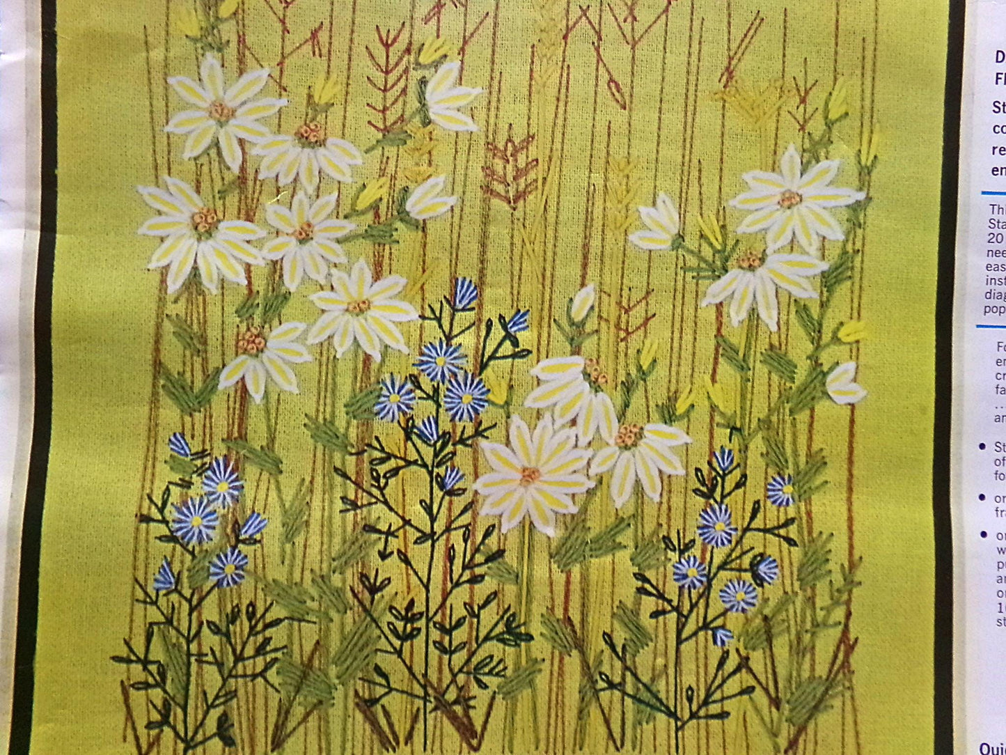 FIELD FLOWERS Vintage Crewel Embroidery Kit Paragon Needlecraft 0930 Boho Wall Art