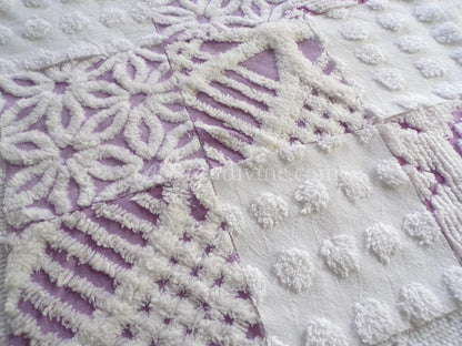 Cloud 9 Chenille Quilt Squares Set from Vintage Bedspread Fabric, 16 Blocks, 6" x 6" inch