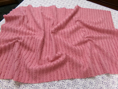 Vintage Chenille Fabric Dusty Rose Simple Stripe Pattern 18x30"