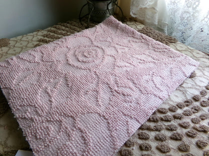 Rose Mist Vintage Woven Chenille Fabric, 24" x 20" Inch Reversible Piece, 100% Cotton, Hobnail Imperial Roses Pattern, Ideal in Quilts